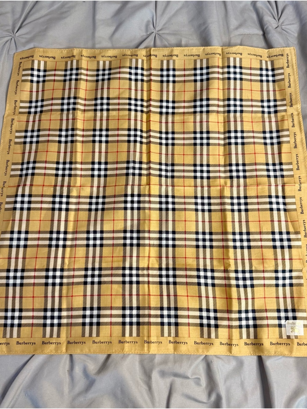 Vintage Burberrys Nova Check Plaid Scarf Handkerchief 19”